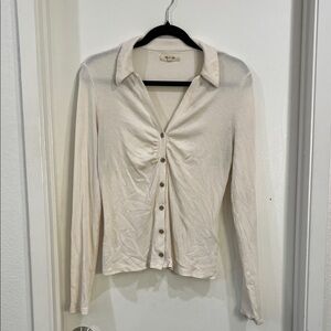 Madewell Ivory Button-Down Women's Top or Cardigan Size Large